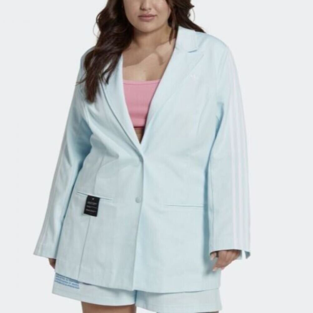 adidas Originals Sz 4X Blazer Jacket Baby Blue Sporty Preppy Logo Msrp $150 New